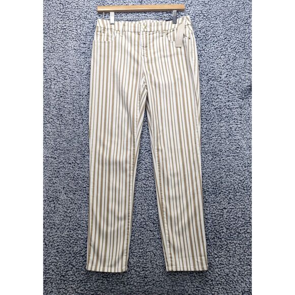 NWT Chicos So Slimming Girlfriend Ankle Jeans Size 0 / Small Boho Striped Beige - Picture 1 of 12